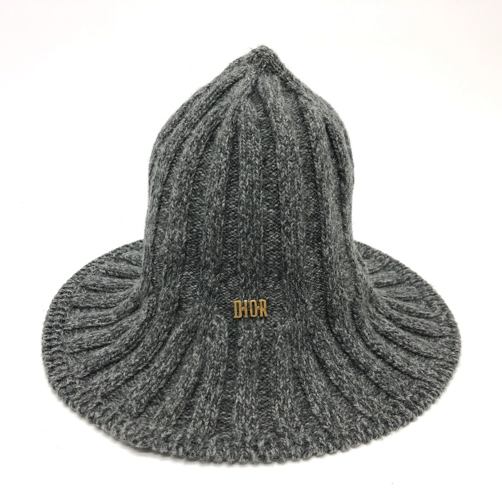 ディオール Dior チューリップ ロゴ ハット ウール グレー