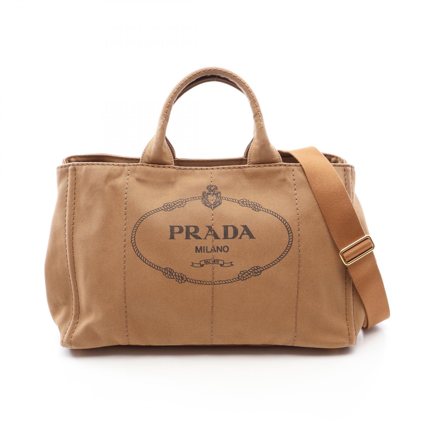 プラダ PRADA CANAPA カナパ 2WAY トートバッグ バッグ キャンバス レディース ブラウン系 【中古】
