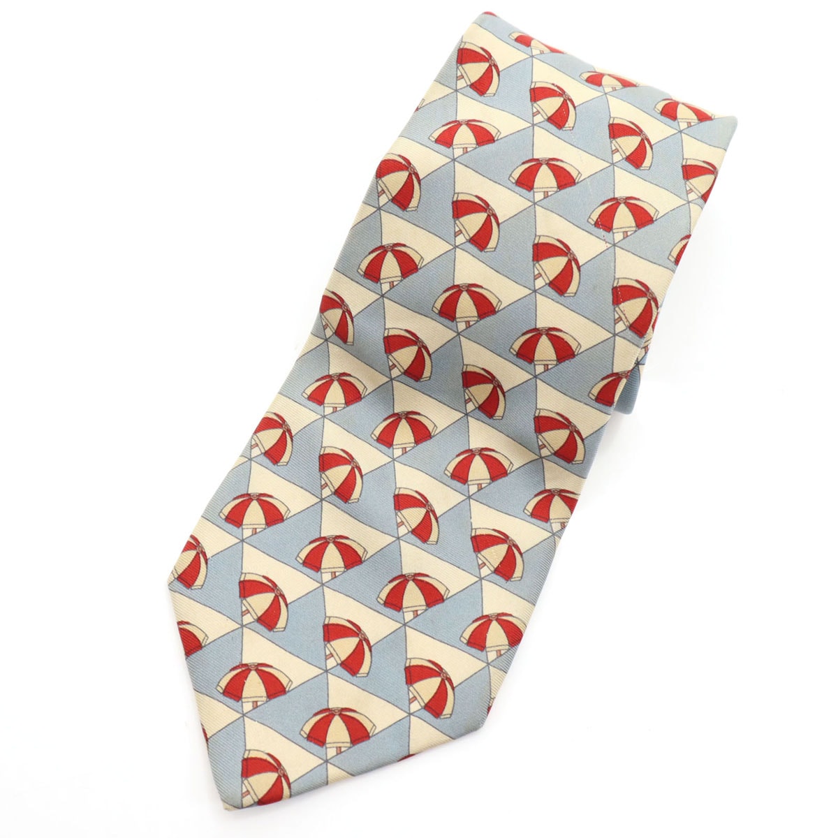 Burberrys バーバリーズ 90s オールド イタリア製 シルク パラソル柄 ネクタイ 水色系