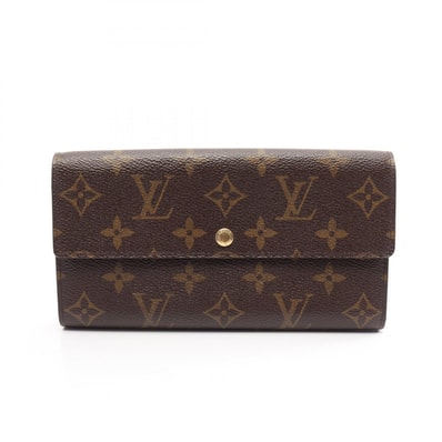 ルイ・ヴィトン LOUIS VUITTON ポシェット ポルト モネ クレディ モノグラム 二つ折り長財布 財布 PVC レディース ブラウン系 M61726 【中古】