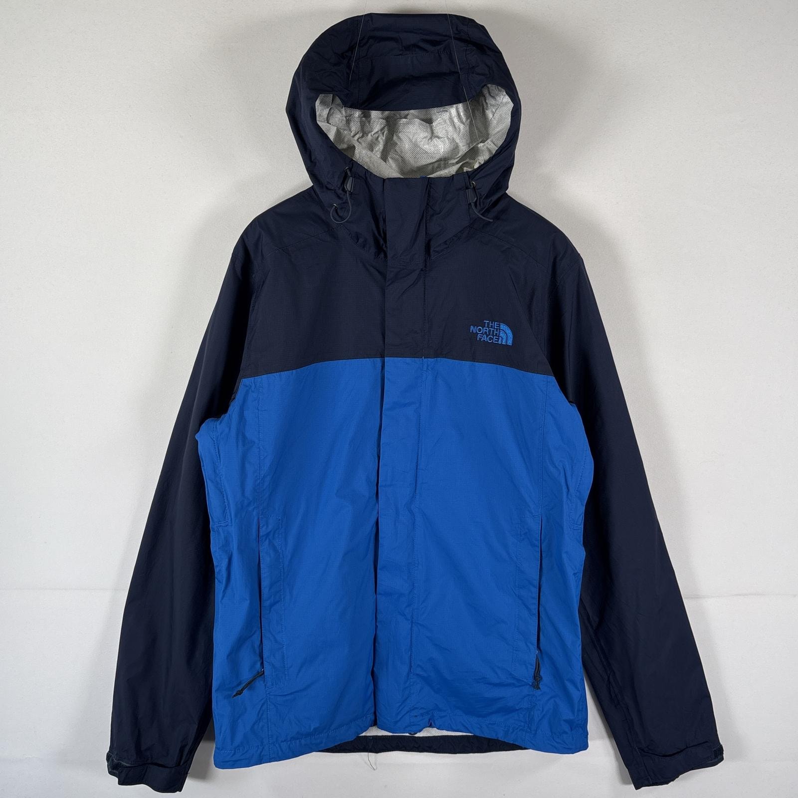 古着 ザ・ノースフェイス THE NORTH FACE ナイロンジャケット パーカー アウトドア ツートンカラー ワンポイント フルジップ S ブルー メンズ