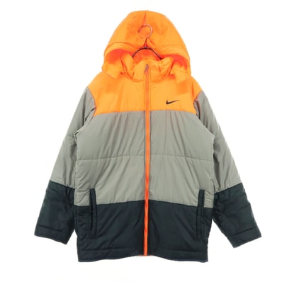 NIKE ナイキ スウッシュ 長袖 中綿 フーディジャケット L オレンジ フード取り外し可
