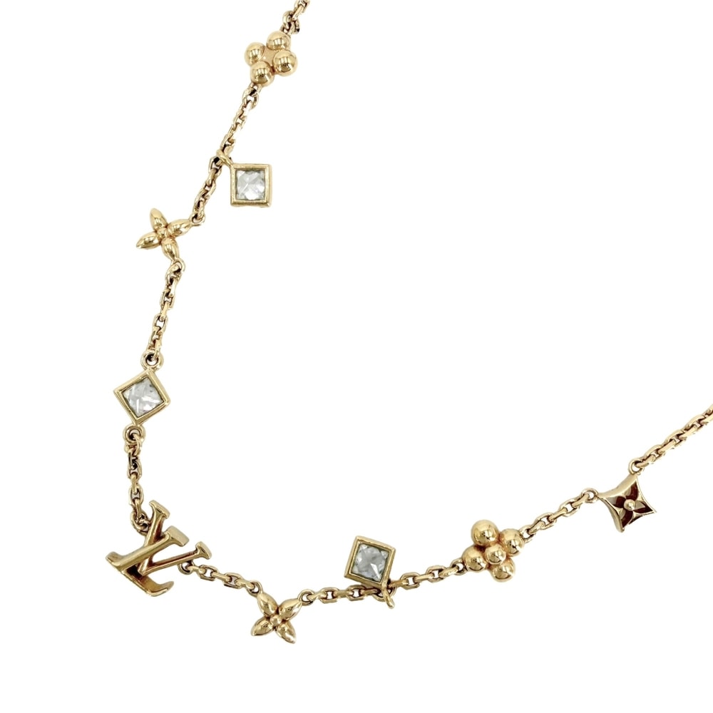 LOUIS VUITTON ルイヴィトン ネックレス LV・インザスカイ  アクセサリー ペンダント アジャスター付き ラインストーン    M01322 ゴールド レディース 約5.3g【中古品】