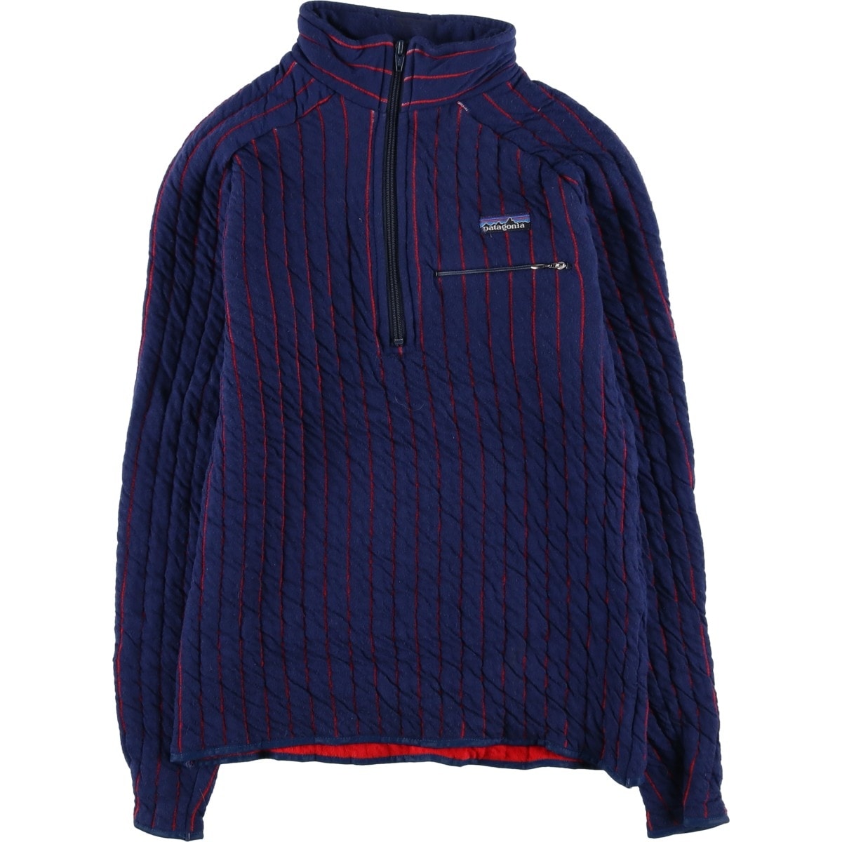 古着 80年代 パタゴニア Patagonia ストライプ柄 中綿入り ハーフジップスウェットシャツ トレーナー レディースM相当 ヴィンテージ/eaa597836