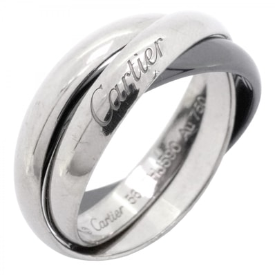 【6jdb0519】カルティエ リング トリニティ クラシックモデル K18WG ホワイトゴールド セラミック ブラック #56【中古】メンズ レディース ユニセックス