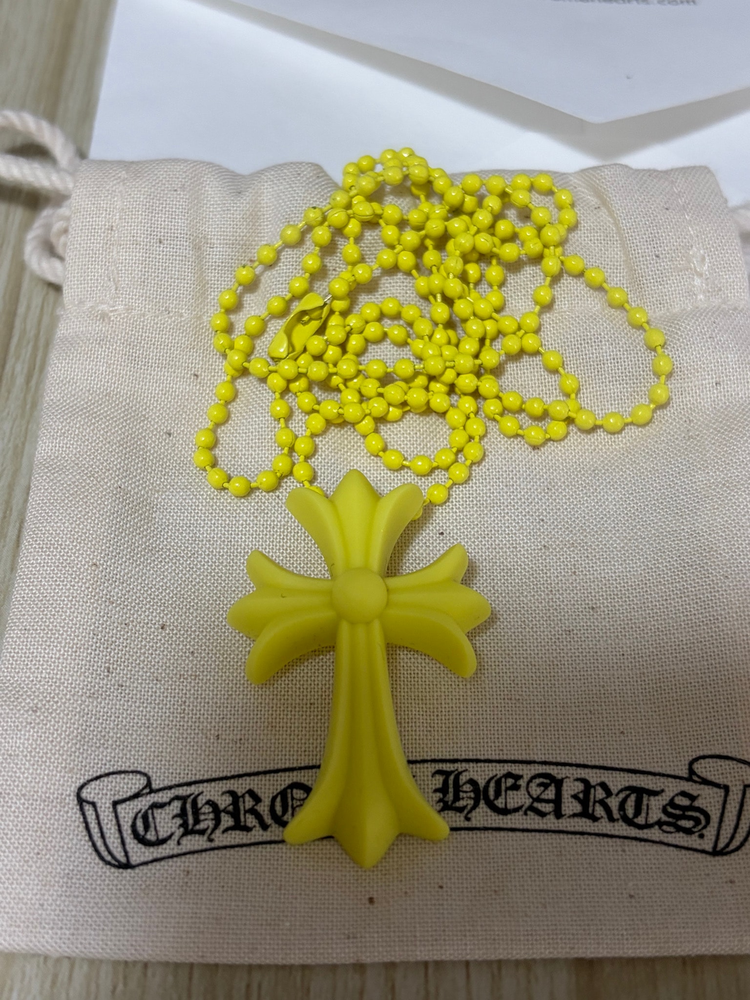 Chrome Hearts Rubber Small CH Cross Silicon Necklace "Yellow"