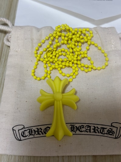 Chrome Hearts Rubber Small CH Cross Silicon Necklace "Yellow"