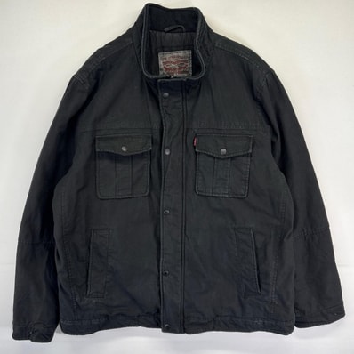 古着 リーバイス Levi's ジャケット 中綿 フルジップ 大きいサイズ スナップボタン ワンポイントロゴ 2XL ブラック メンズ