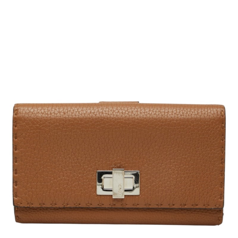 フェンディ セレリア ピーカブー 長財布 8M0308 ブラウン レザー レディース FENDI 中古