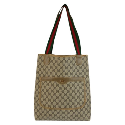 GUCCI グッチ ヴィンテージ シェリーライン ベージュ ブラウン GGスプリームキャンバス レザー/ トートバッグ ショルダーバッグ 604628 【中古】