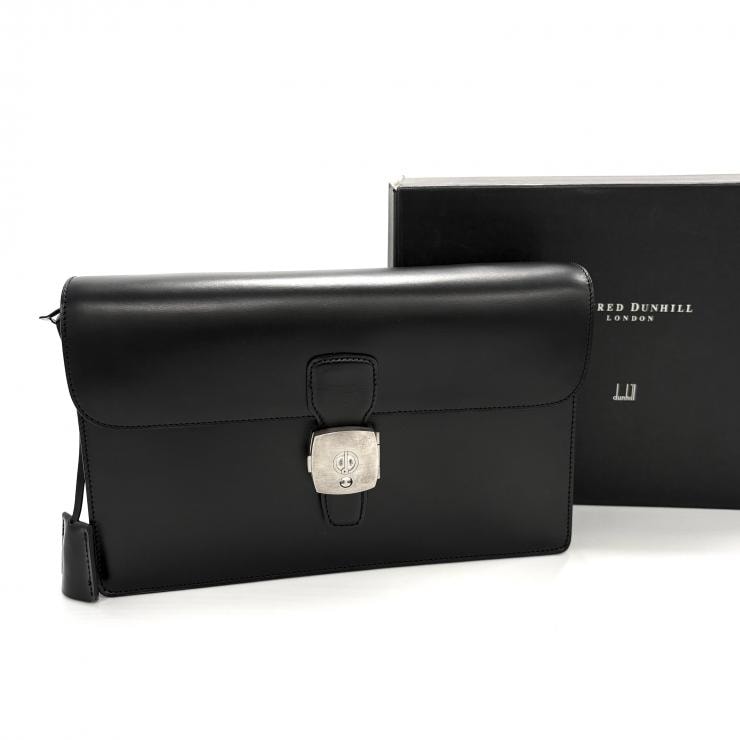 ダンヒル Dunhill レザー セカンドバッグ クラッチバッグ ブラック 正規品【鑑定済み】