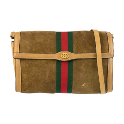 GUCCI グッチ ヴィンテージ シェリーライン オールドグッチ ブラウン キャメル ゴールド金具 レザー ショルダーバッグ メッセンジャーバッグ 601346 【中古】