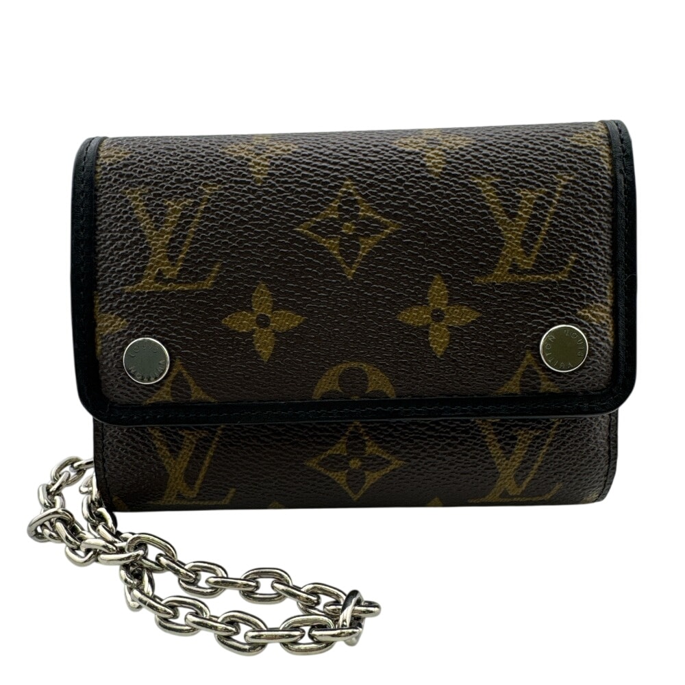 ルイヴィトン LOUIS VUITTON 三つ折り財布 モノグラムマカサー ポルトフォイユコンパクト コンパクトウォレット チェーン M60167 ブラウン