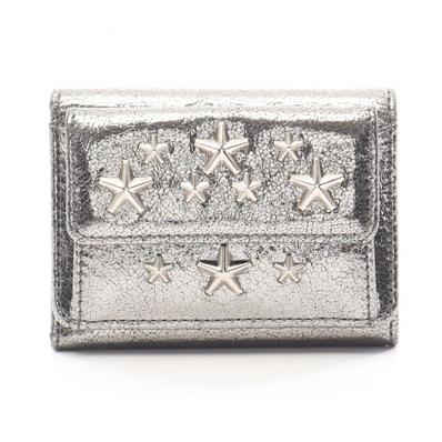 ジミーチュウ JIMMY CHOO NEMO ネモ スタースタッズ 三つ折り財布 財布 レザー レディース シルバー系 【中古】