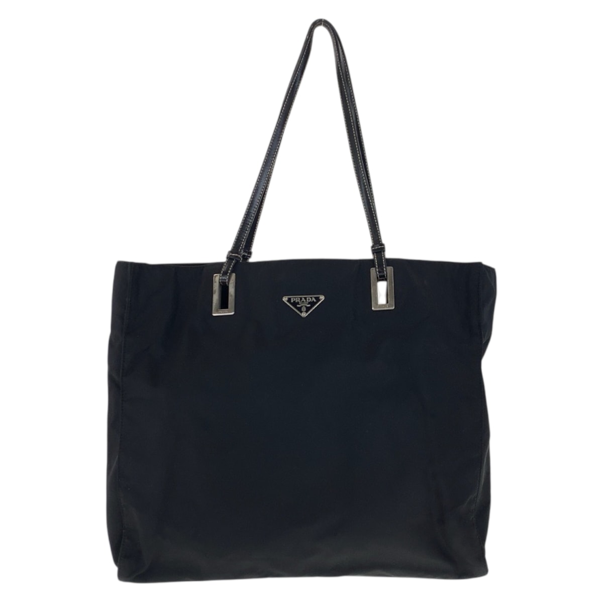 美品 PRADA プラダ テスート 三角ロゴプレート ブラック 黒 シルバー金具 ナイロン レザー/ トートバッグ ショルダーバッグ 600105 【中古】