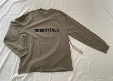FEAR OF GOD ESSENTIALS 3D Silicon Applique Boxy Long Sleeve T-Shirt "Tan/String"