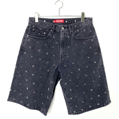 Supreme Stars Studded Baggy Denim Short "Black"