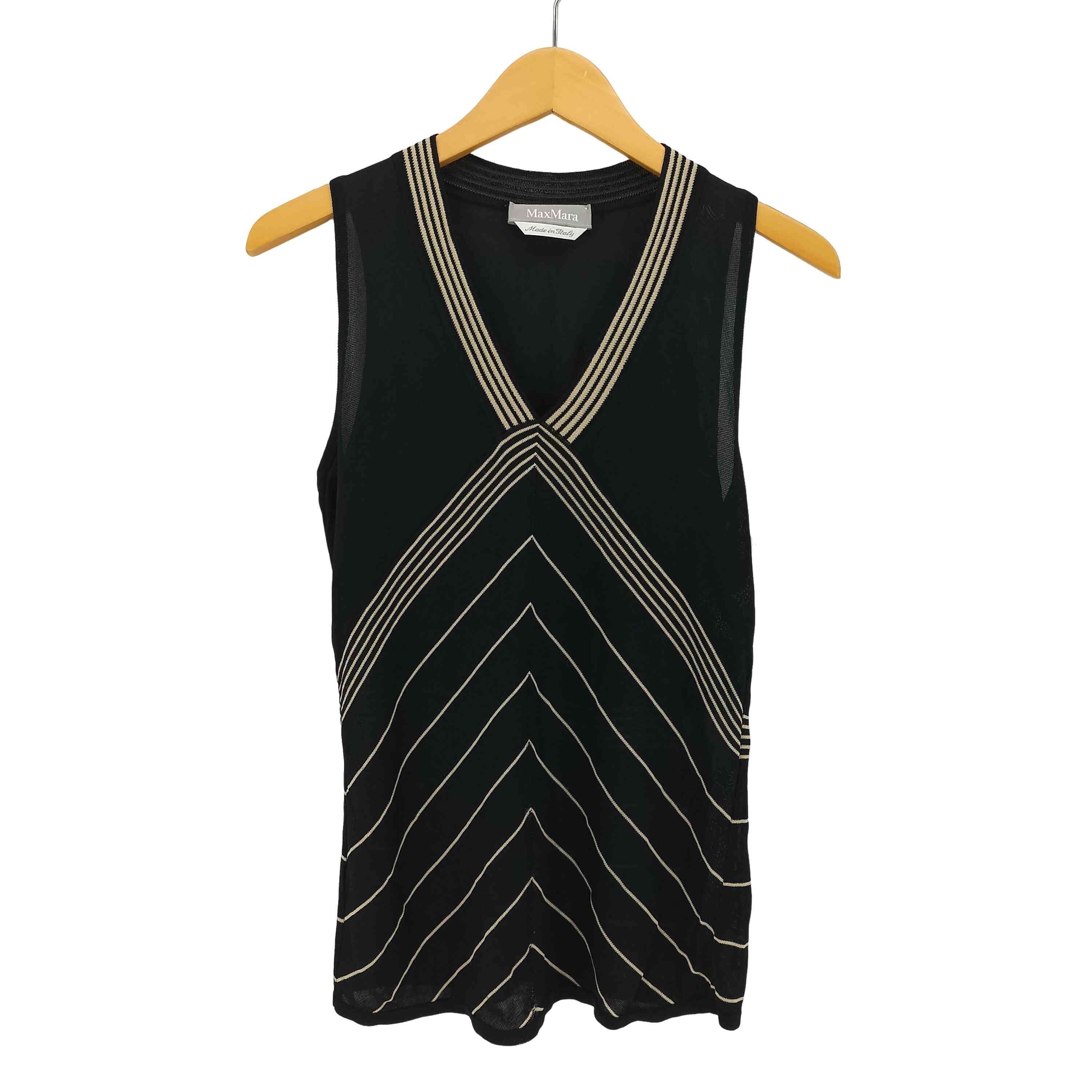 イタリア製 ストライプ レーヨン ニット ベスト【1142098507937】