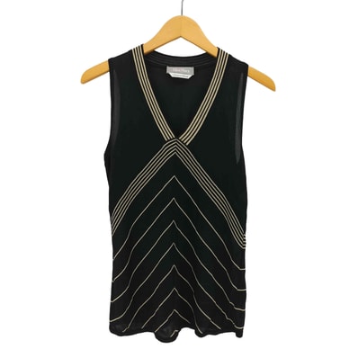 イタリア製 ストライプ レーヨン ニット ベスト【1142098507937】