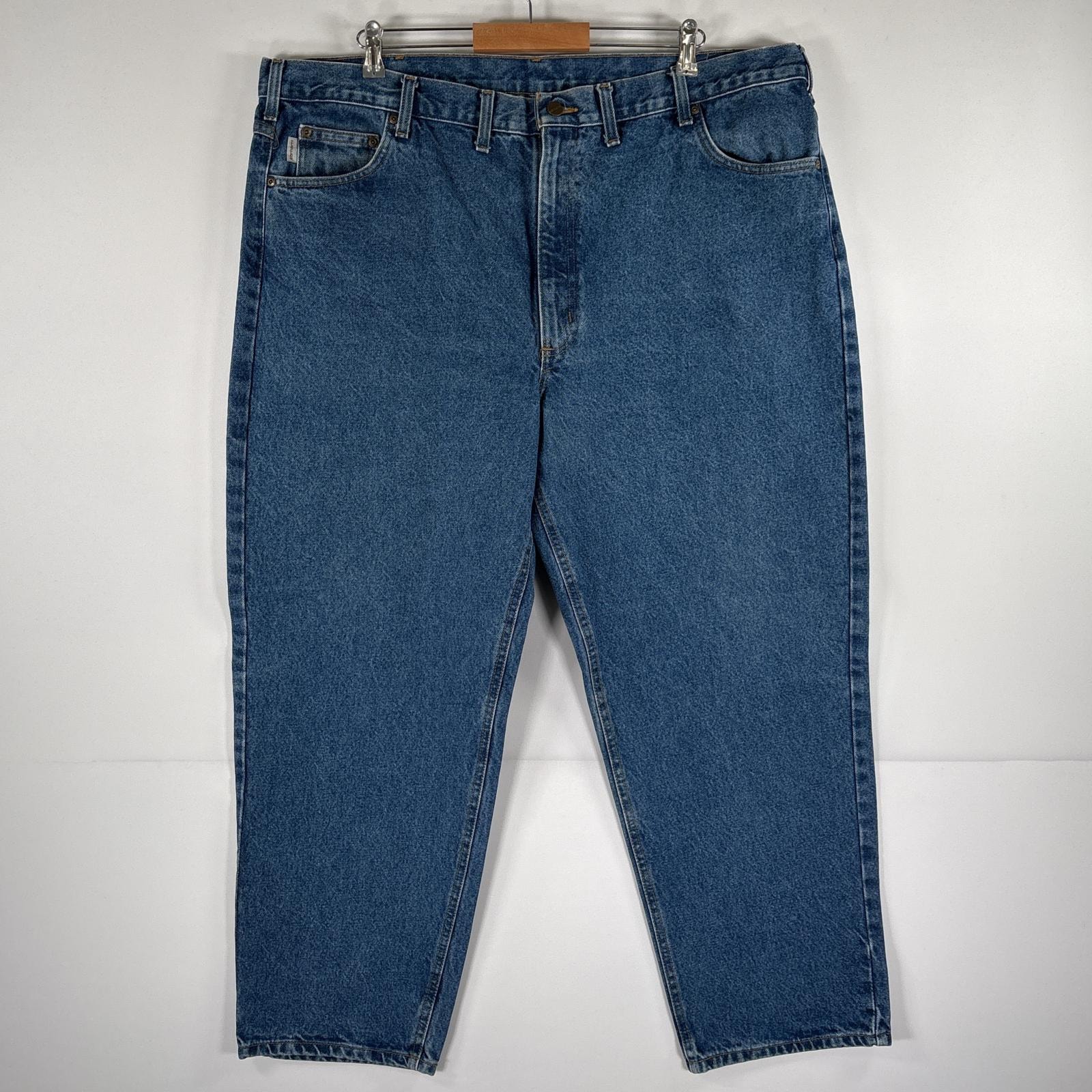 古着 カーハート Carhartt デニムパンツ ワークパンツ ワンポイントロゴ 大きいサイズ 5ポケット ジーンズ  ブルー メンズ