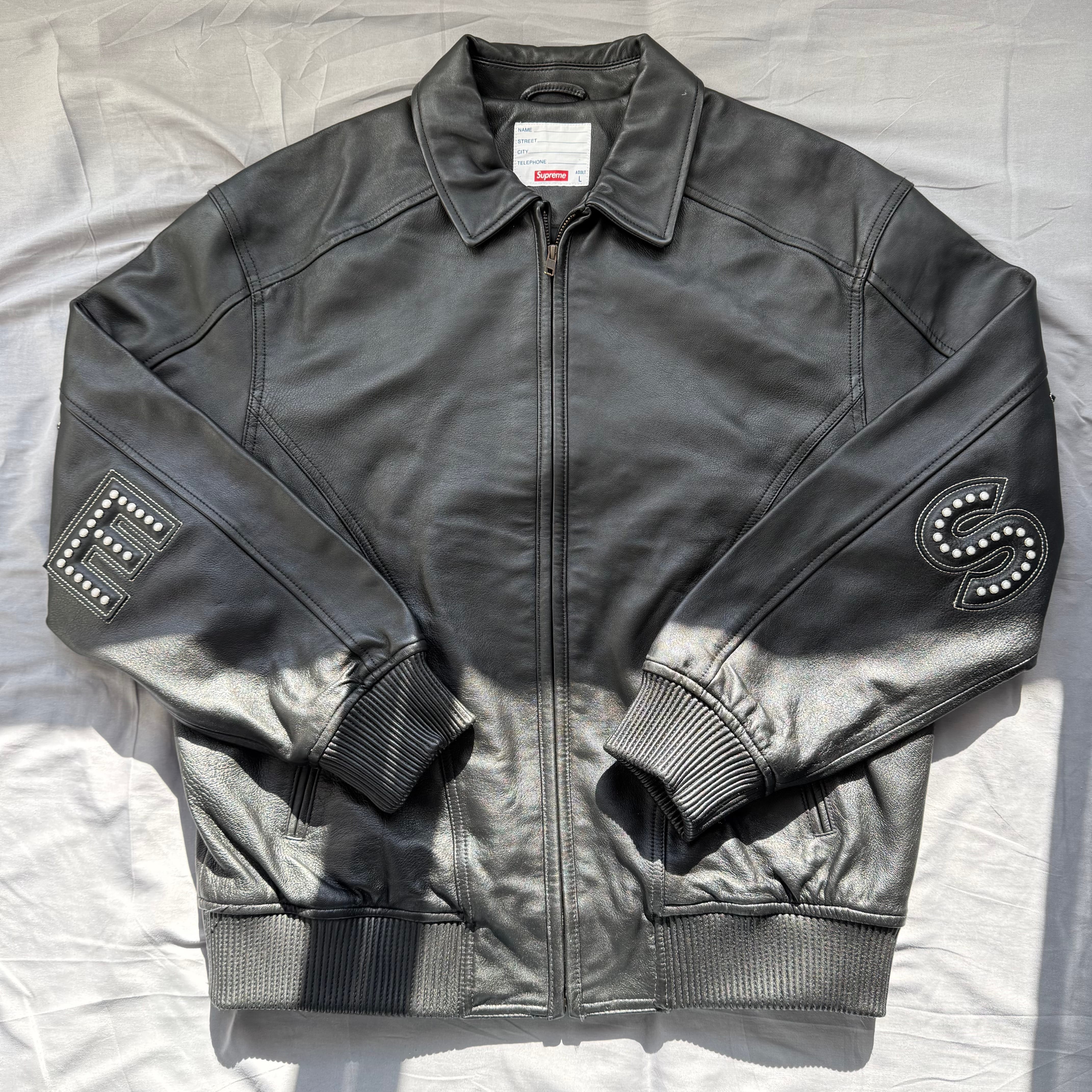 Supreme Studded Arc Logo Leather Jacket "Black"