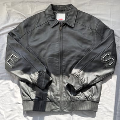Supreme Studded Arc Logo Leather Jacket "Black"