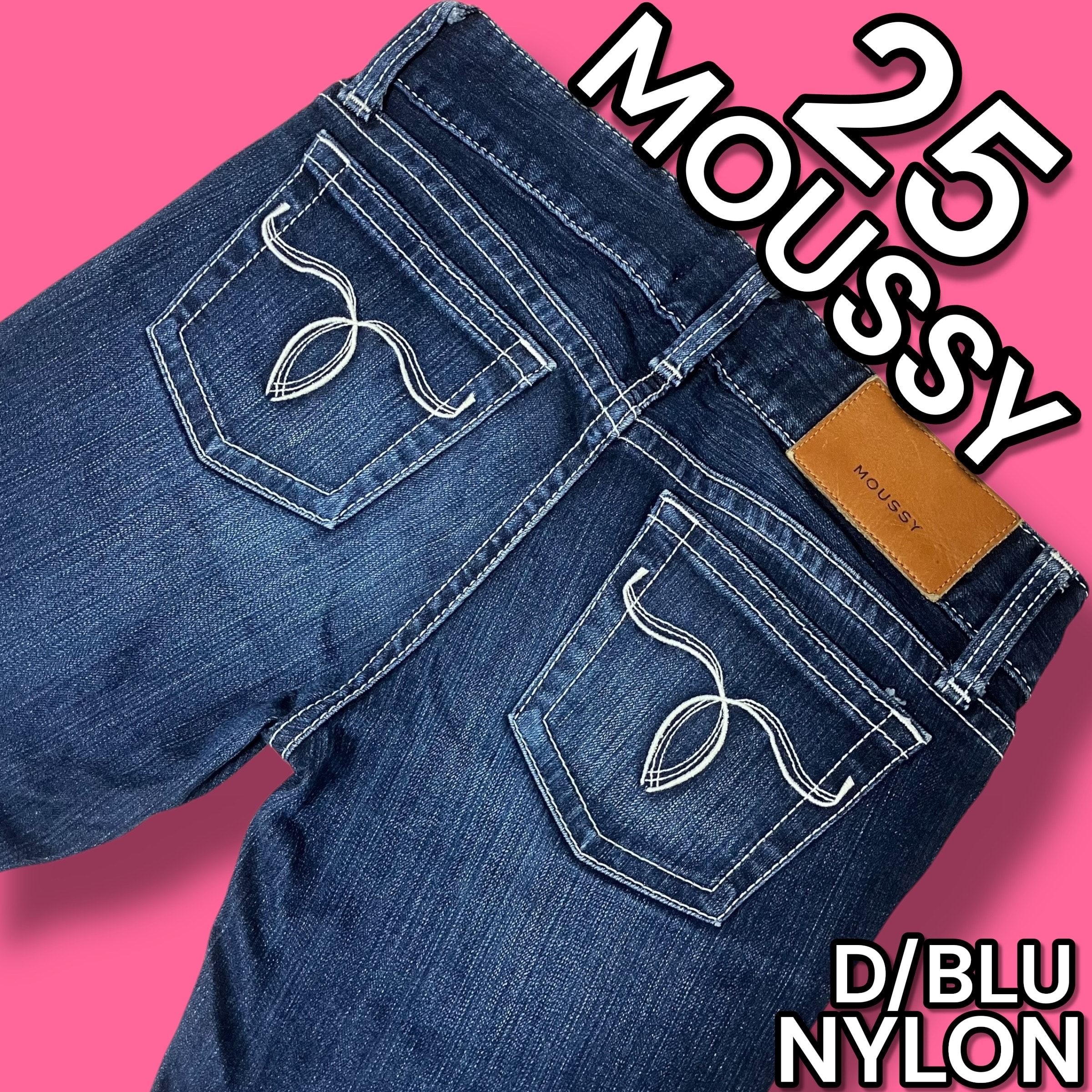 NYLON fit Straight Slim 25 ダークブルー Y2K MOUSSY ジーンズ マウジー 通年 赤耳
