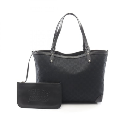 グッチ GUCCI GGキャンバス トートバッグ バッグ キャンバス レザー レディース ブラック系 247209 【中古】