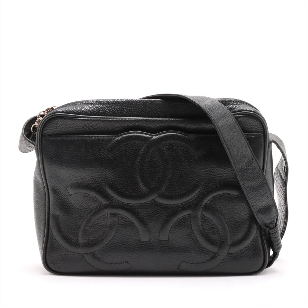 ■美品 シャネル トリプルココ キャビアスキンショルダーバッグ レザー