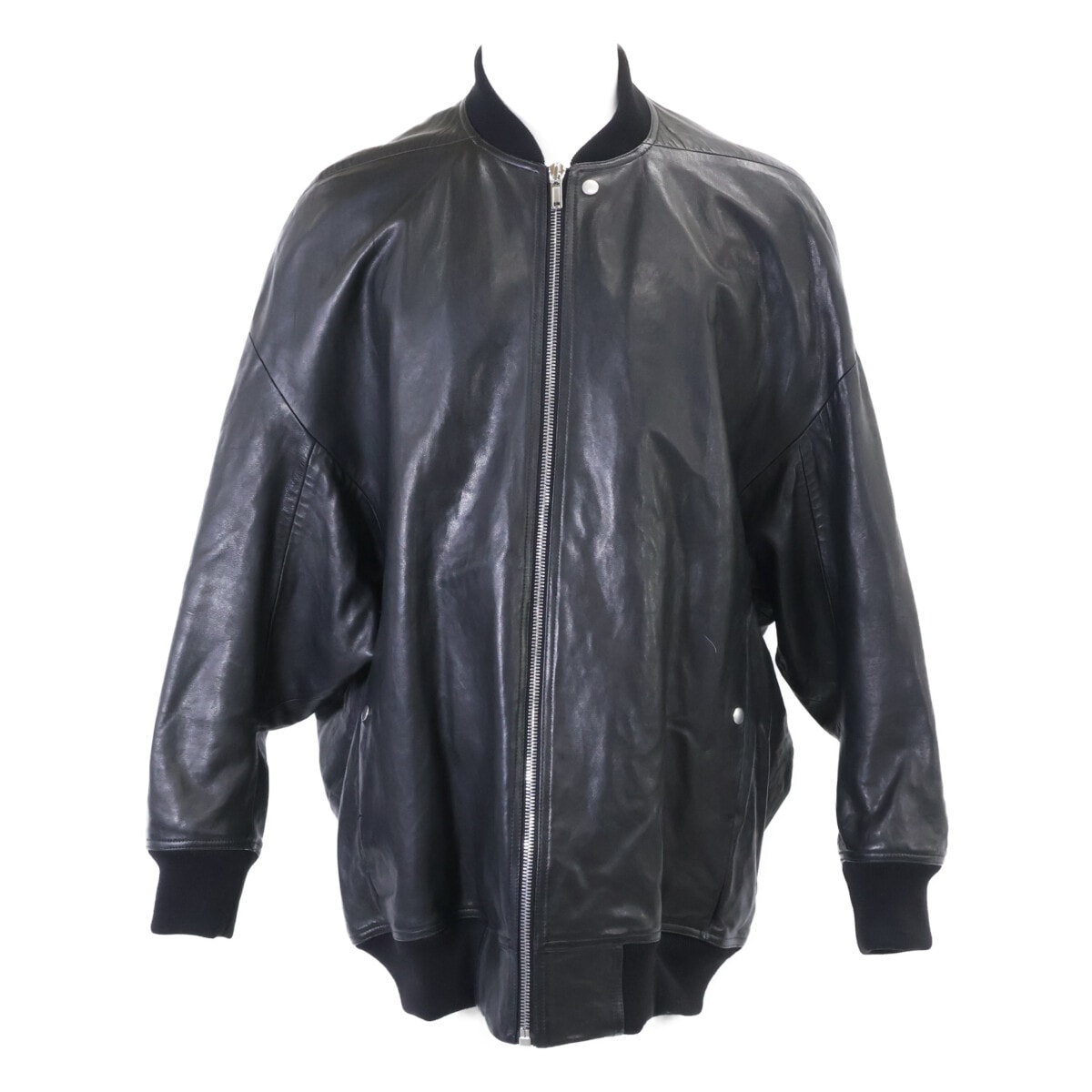 リックオウエンス 【美品/国内正規/24年製】RU02D6795-LNV PORTERVILLE期 JUMBO PETER FLIGHT ラムレザージャケット 48