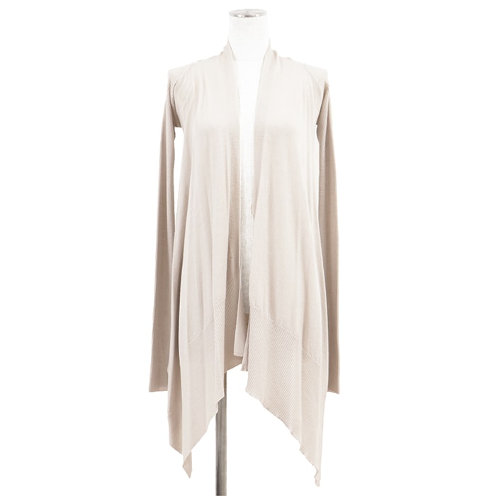 SALE【美品】Rick Owens リックオウエンス カーディガン ニット サイズ M レディース ロゴ ハイゲージ オープンフロント ロングスリーブ 長袖 ウール100% トップス ライトベージュ イタリア製