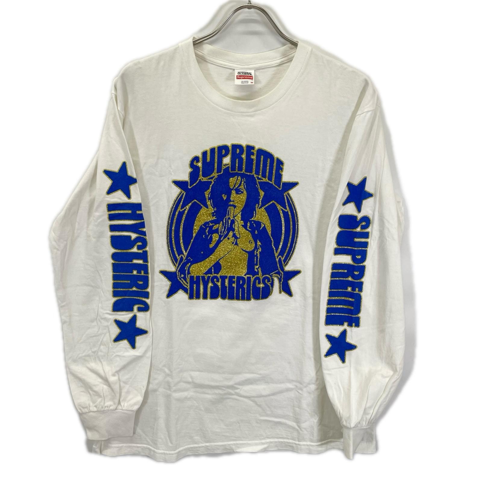 シュプリーム ×HYSTERIC GLAMOUR 21SS ホワイト コットン ブルーロゴ L/STシャツ