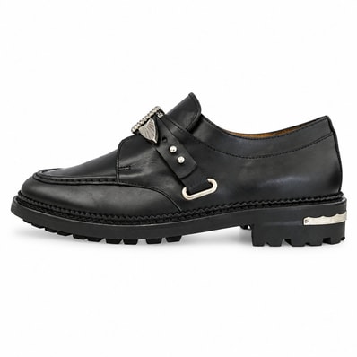 TOGA トーガ 22SS AJ1174 BLACK HARD LEATHER ブラック ハード レザー ローファー シューズ ブラック系 41【中古】