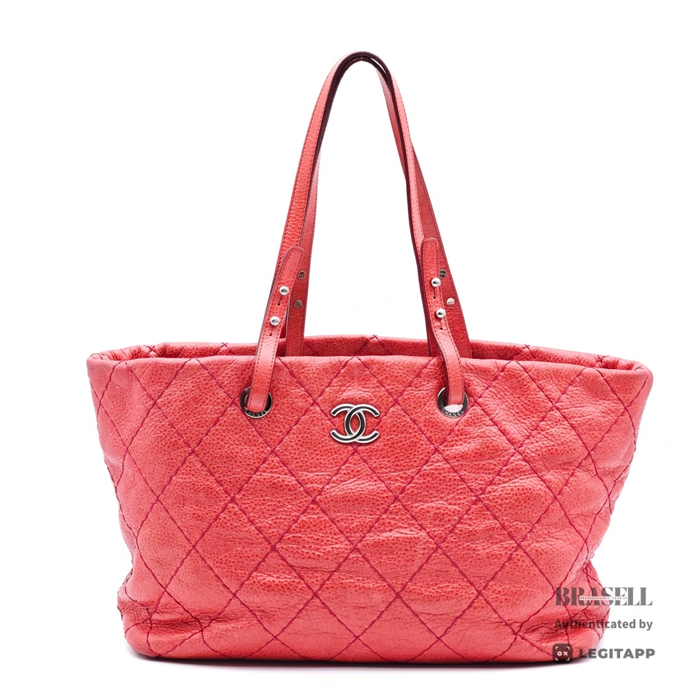 CHANEL マトラッセ トートバッグ オンザロード　ピンク.レッド B (目立った傷や汚れなし)】CHANEL シャネル マトラッセ ココマーク