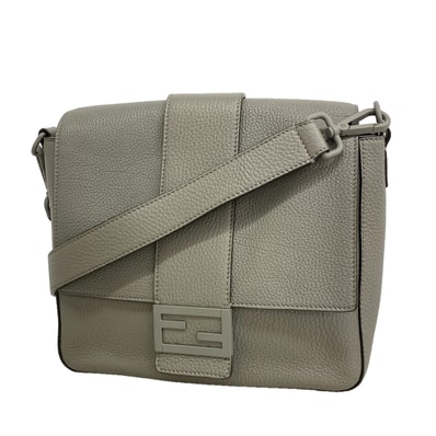 ★SALE【6he5666】フェンディ ショルダーバッグ バゲット レザー グレー シルバー金具【中古】メンズ