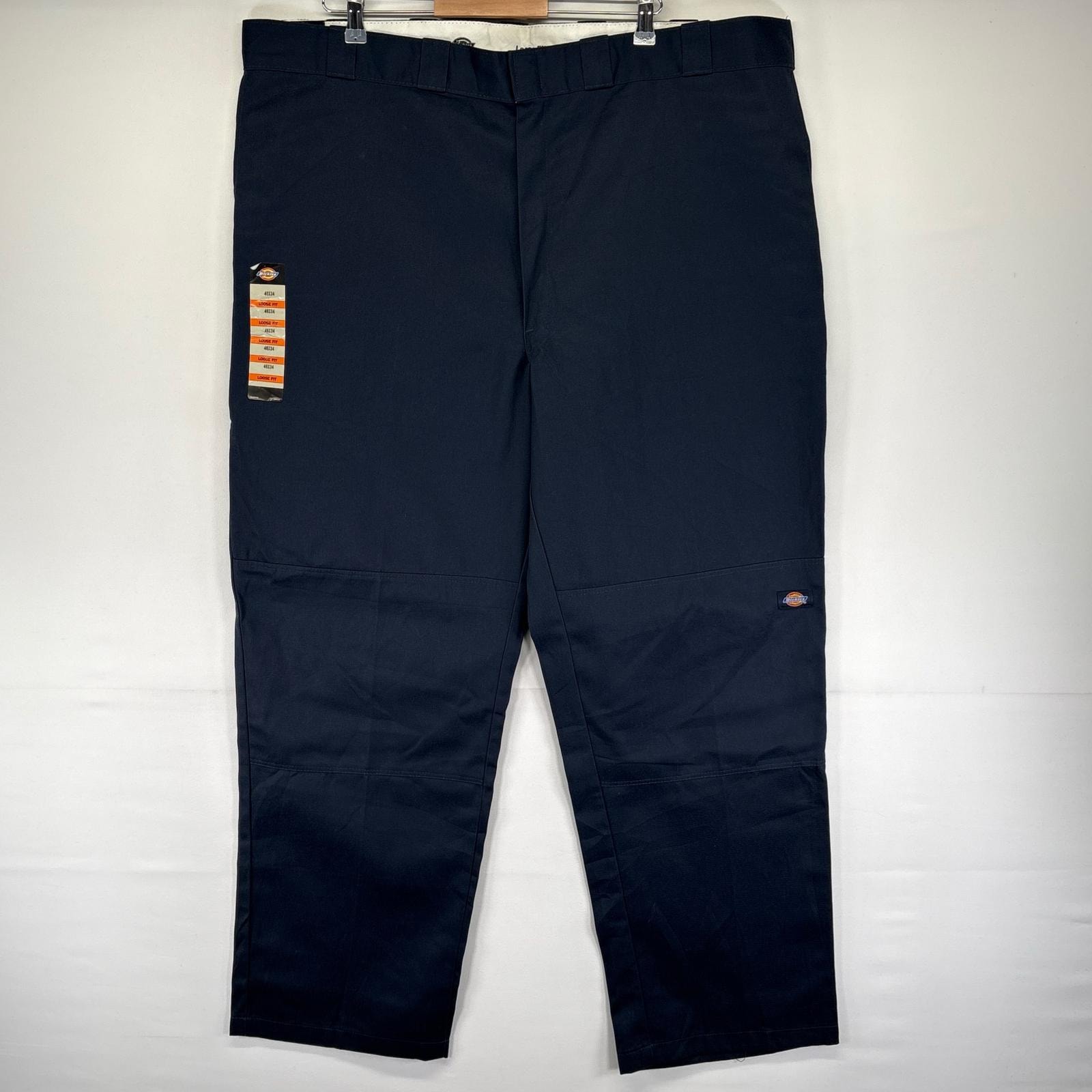 古着 デッドストック ディッキーズ Dickies パンツ ワーク サイドポケット ジッパーフライ ダブルニー W46 L34  ネイビー系 メンズ