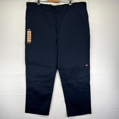 古着 デッドストック ディッキーズ Dickies パンツ ワーク サイドポケット ジッパーフライ ダブルニー W46 L34 ネイビー系 メンズ