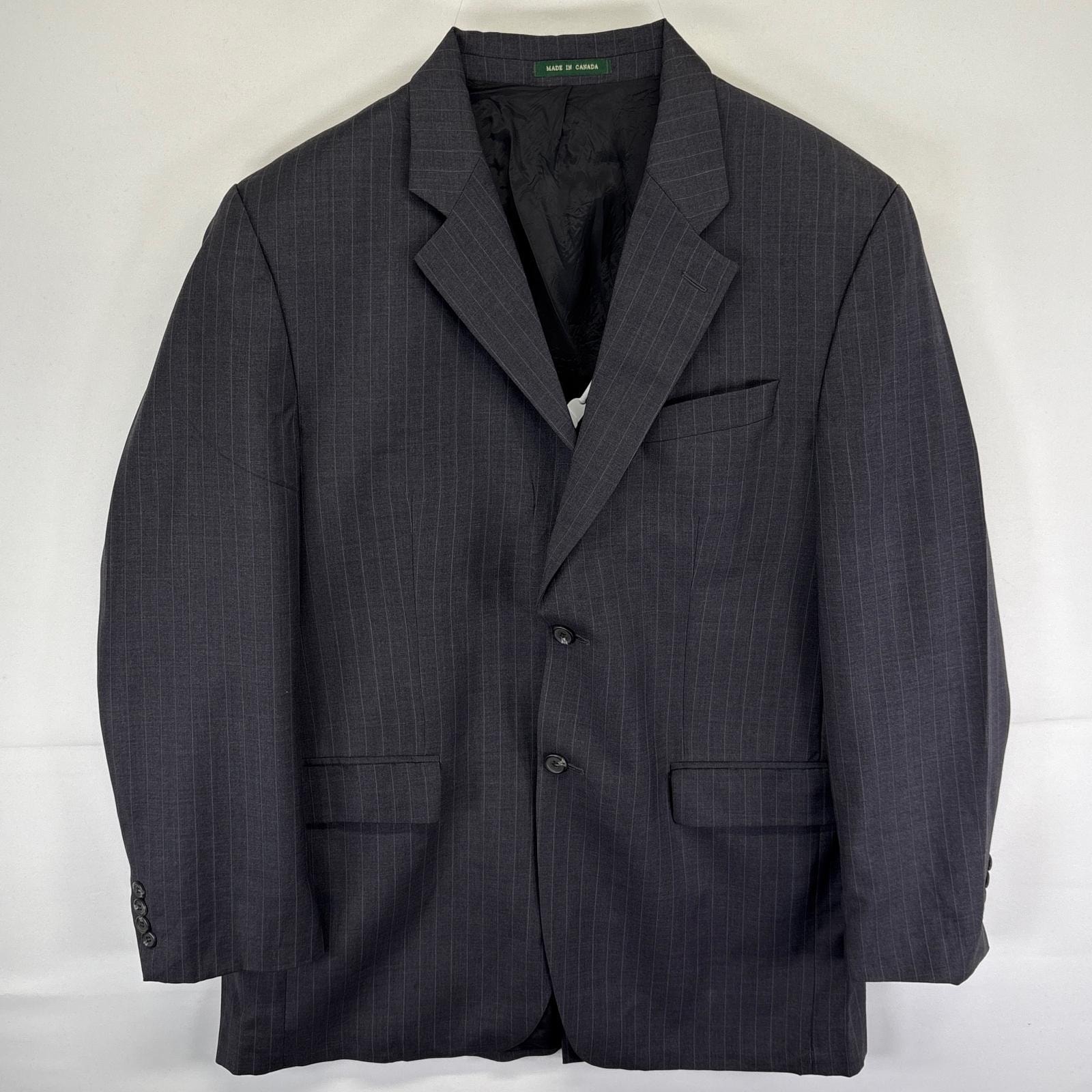 古着 ローレンラルフローレン LaurenRalphLauren テーラードジャケット ブレザー ストライプ スーツ 42L  ダークグレー系 メンズ