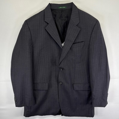 古着 ローレンラルフローレン LaurenRalphLauren テーラードジャケット ブレザー ストライプ スーツ 42L ダークグレー系 メンズ