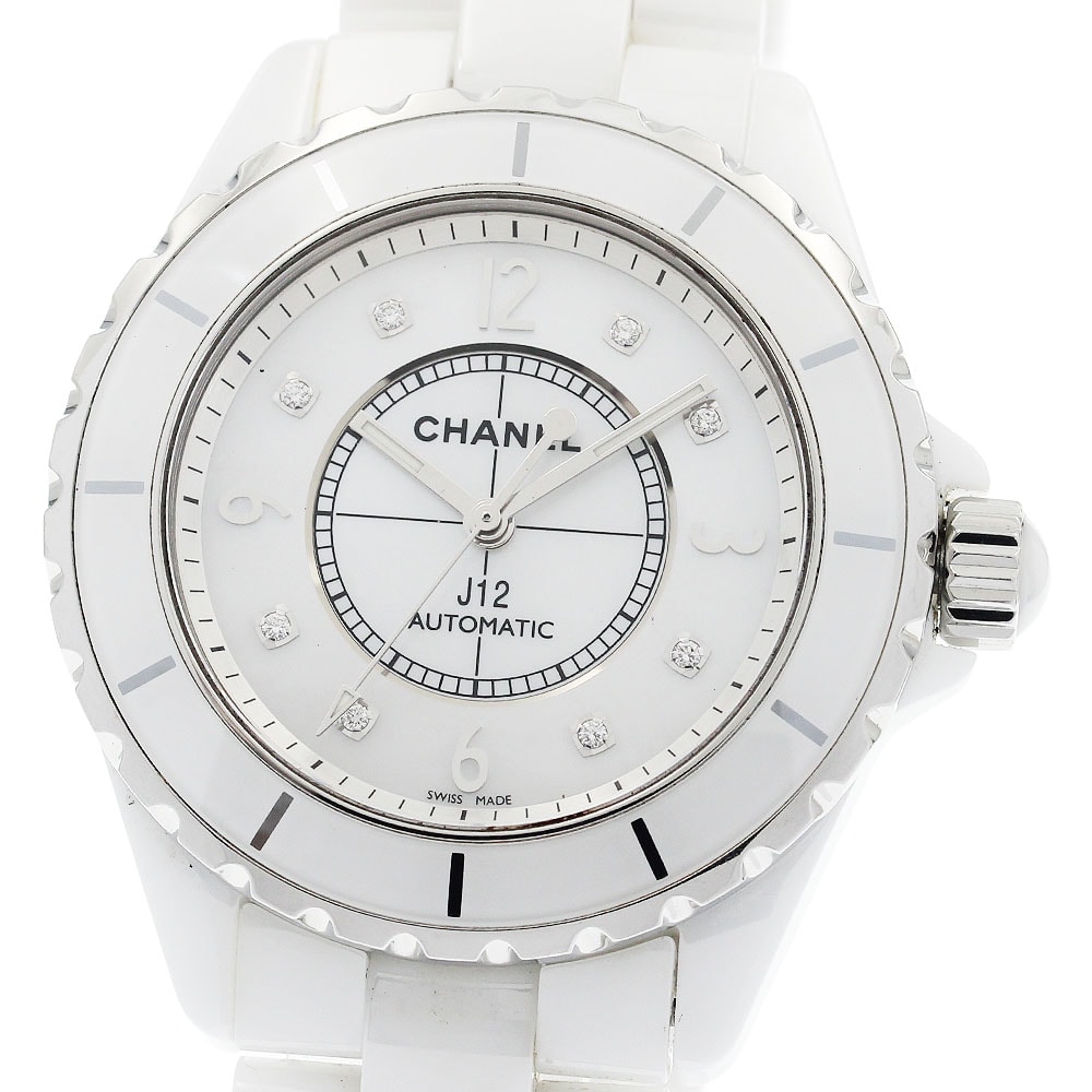 シャネル J12 白セラミック 8Pダイヤ H2423 メンズ 【中古】