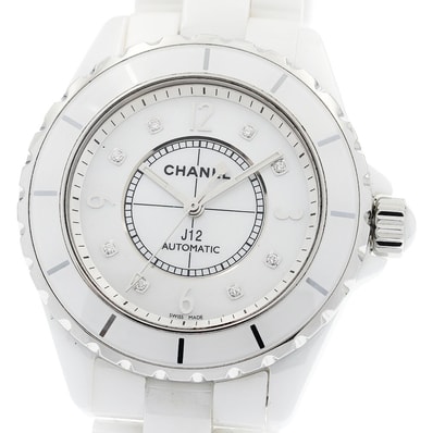 シャネル J12 白セラミック 8Pダイヤ H2423 メンズ 【中古】