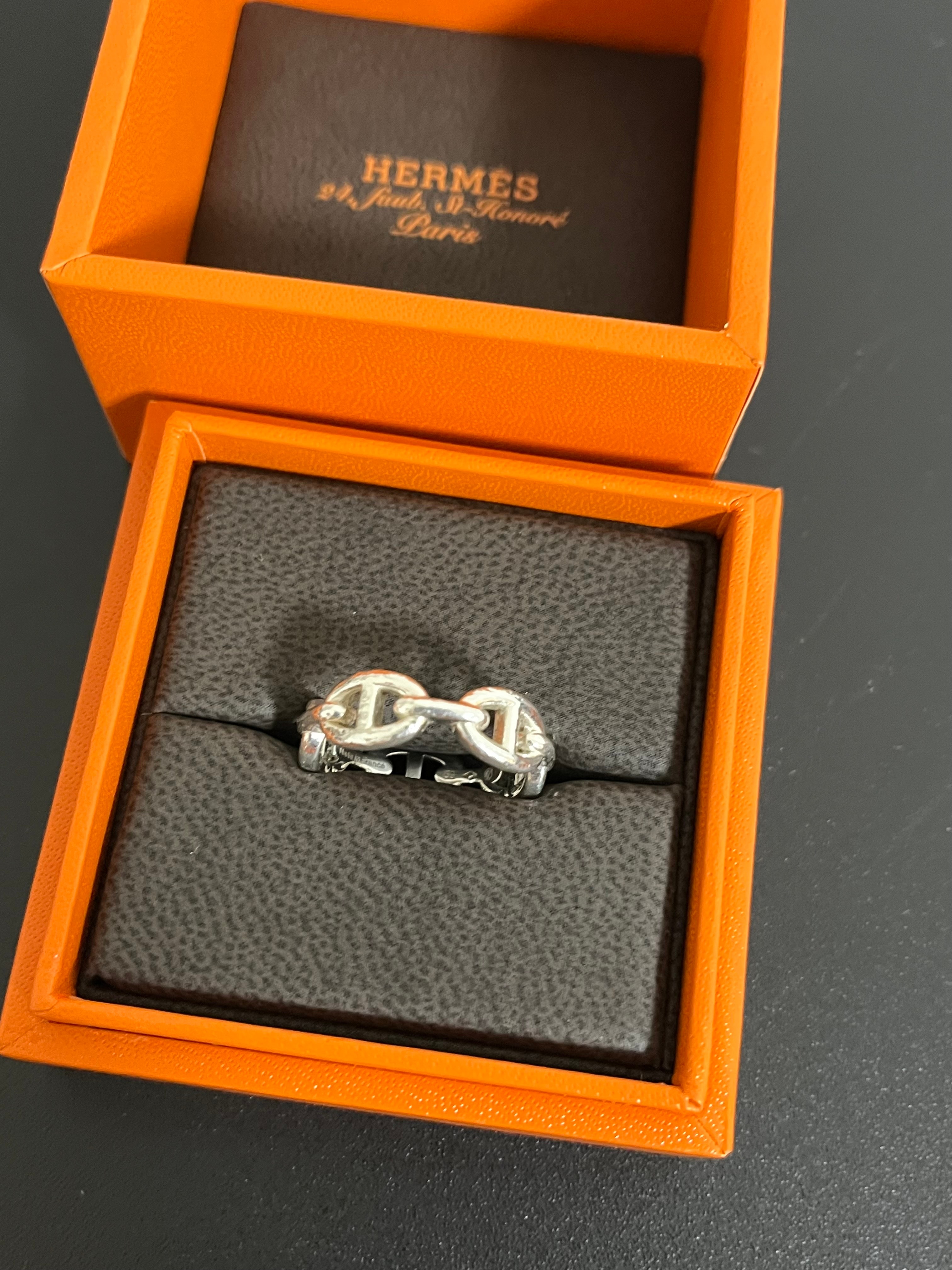 Hermes Chaine D'ancre Enchainee Ring Small Model "Silver"
