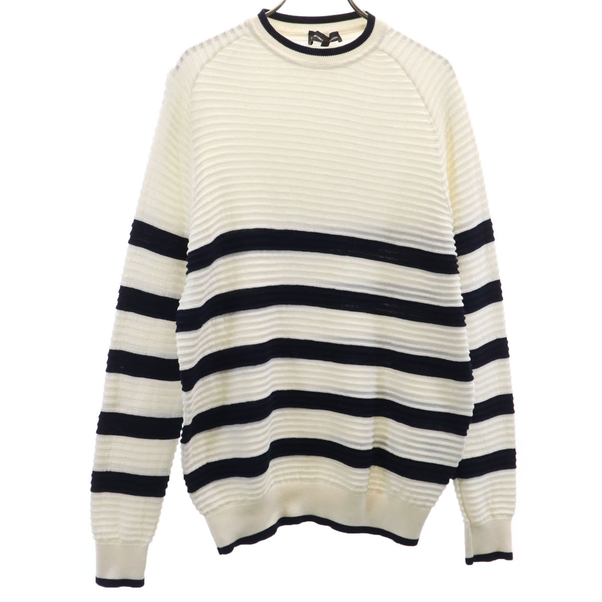 Emporio Armani エンポリオアルマーニ ボーダー柄 長袖 ニット M ホワイト セーター