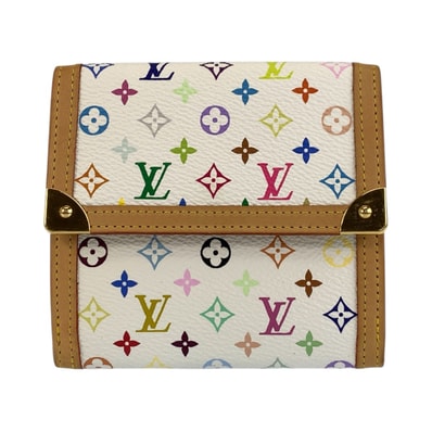 美品 LOUIS VUITTON ルイヴィトン マルチカラー ポルトモネ ビエ カルトクレディ ブロン ホワイト ゴールド金具 PVC 折財布 コンパクトウォレット 600839 【中古】