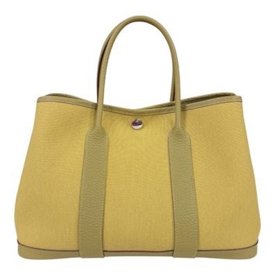 エルメス ガーデンパーティTPM トートバッグ キャンバス イエロー レディース HERMES 中古