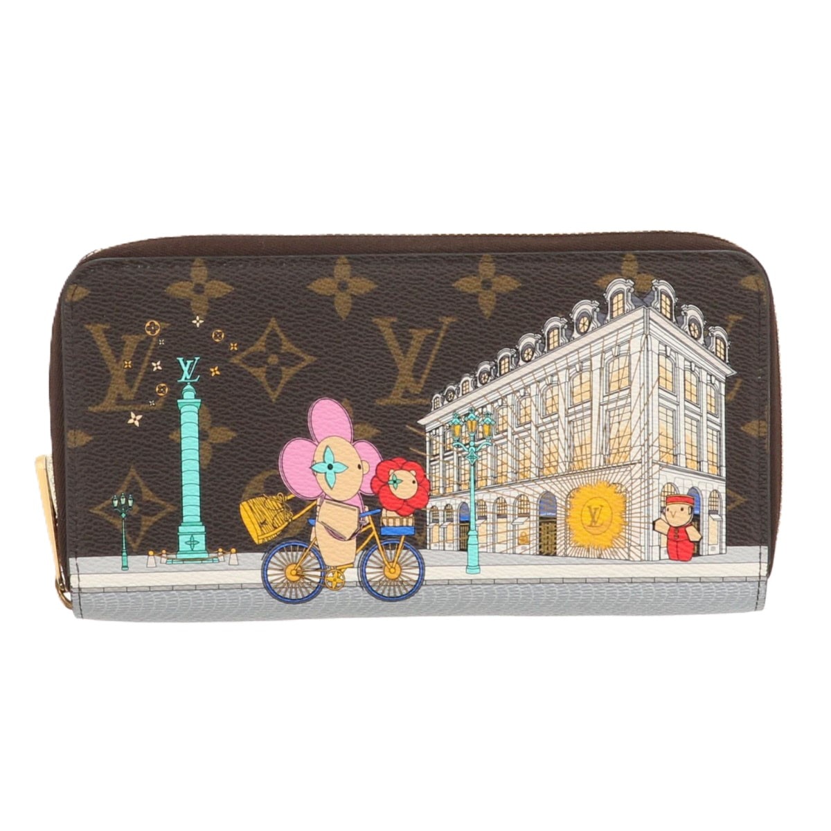 LOUIS VUITTON ルイ・ヴィトン ジッピー・ウォレット ヴィヴィエンヌ 長財布 M81544 モノグラム ブラウン ピンク ゴールド金具 レディース【中古】