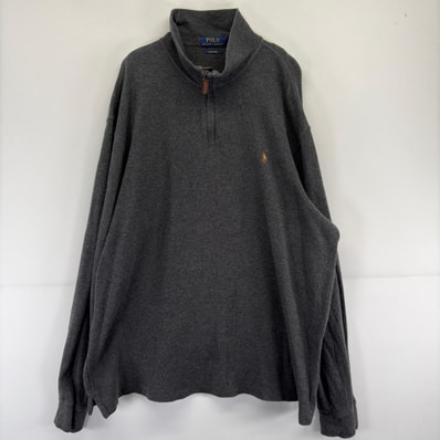 古着 ポロ・ラルフローレン POLO RALPH LAUREN スウェット 大きいサイズ ハーフジップ トレーナー プルオーバー 2XL グレー メンズ