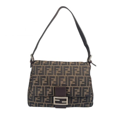 FENDI フェンディ マンマバケット ハンドバッグ キャンバス/レザー ブラウン レディース【中古】