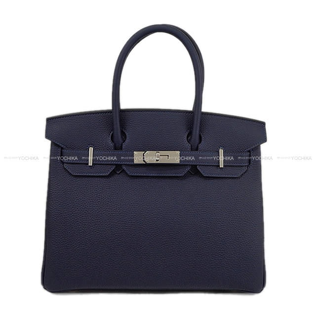 HERMES エルメス ハンドバッグ バーキン30 ブルーニュイ トゴ シルバー金具 K刻印 新品