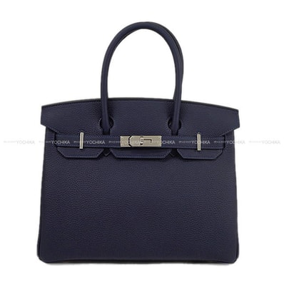 HERMES エルメス ハンドバッグ バーキン30 ブルーニュイ トゴ シルバー金具 K刻印 新品